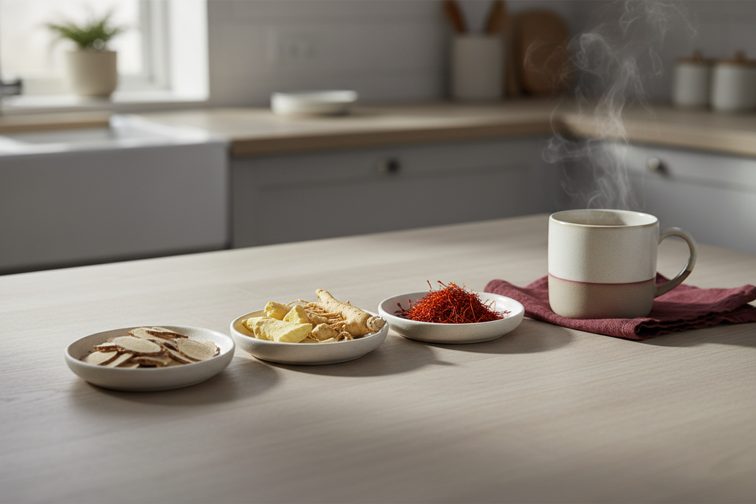 Adaptogens 101: Ashwagandha, Rhodiola, Ginseng, Saffron, and Daily Tea Routines for Calm Energy